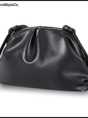 Pleated Vegan PU Leather Evening Clutch Dumpling Bag